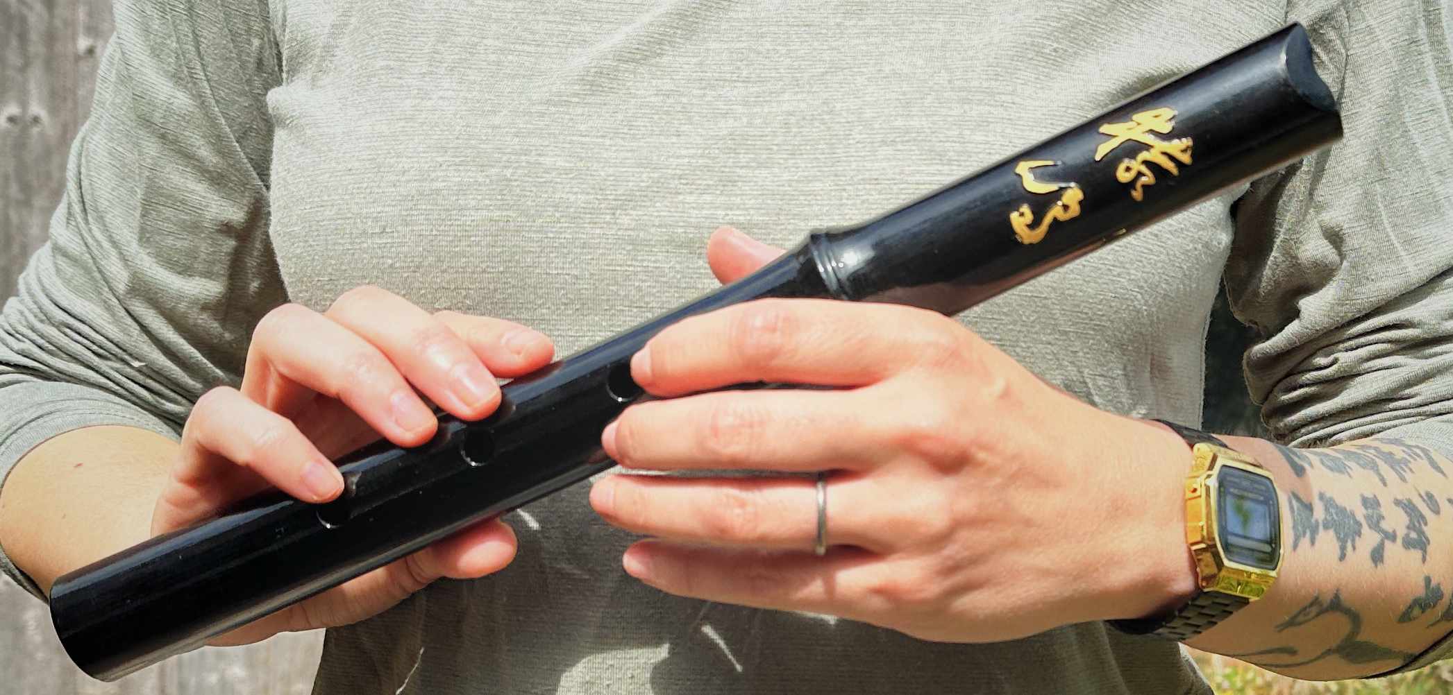 Hero photograph — hitoyogiri instrument, close-up